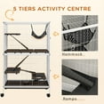 thumbnail image 5 of PawHut Rolling Small Animal Cage Pet for Rabbits, Chinchillas, Ferret with Wheels, Hammock, 5 Platforms and Removable Tray, White, 5 of 9