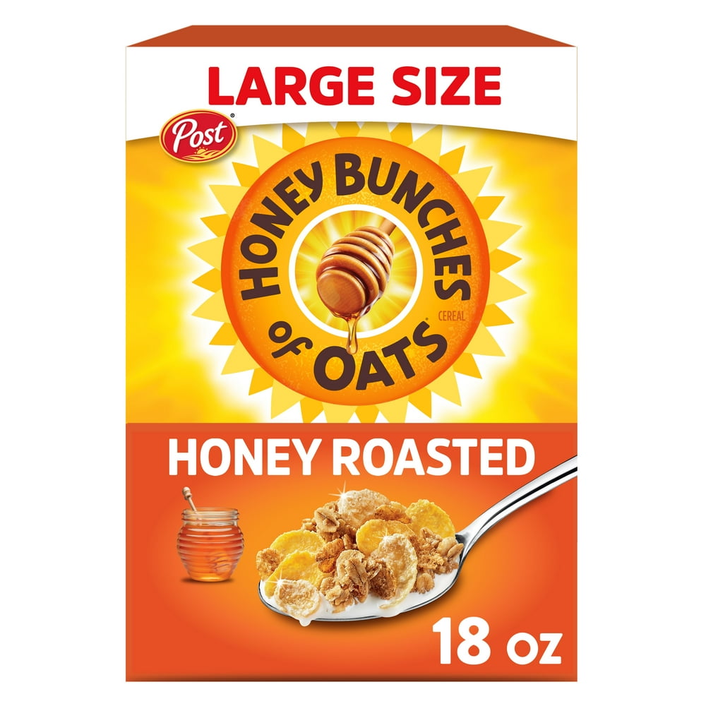 Honey Bunches of Oats Honey Roasted, Heart Healthy, Low Fat, made with Whole Grain Cereal, 18