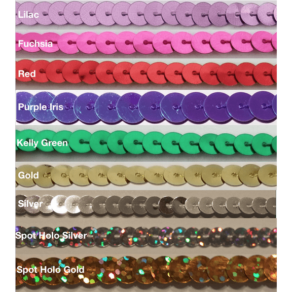 6MM (1/4") Flat Sequins on String - 100 Yard Roll - MADE IN USA