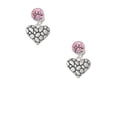 thumbnail image 2 of Delight Jewelry Silvertone Pebble Heart Pink Crystal Clip on Earrings, 2 of 5