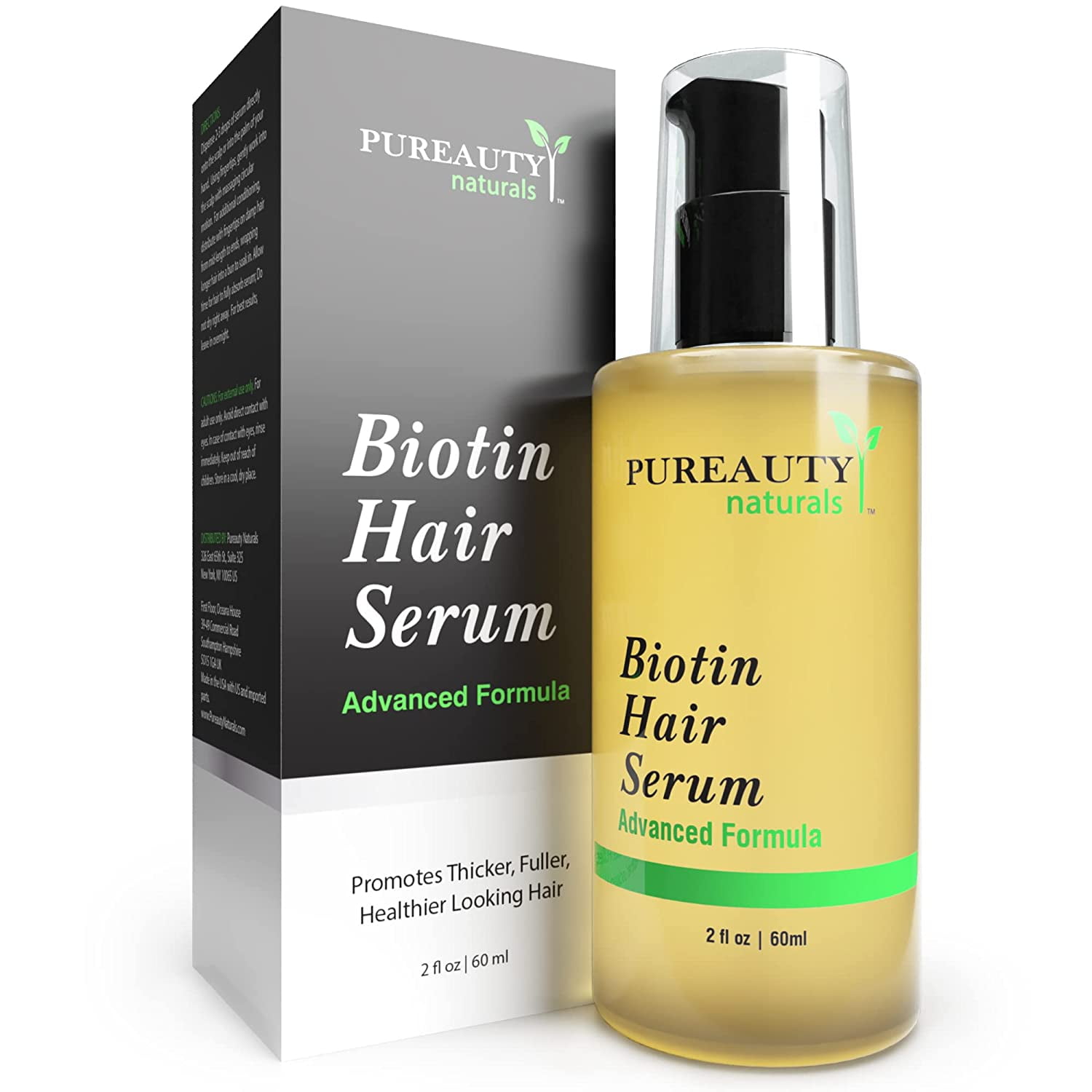 Biotin Hair Growth Serum by Pureauty Naturals - Advanced Topical Formula to  Help Grow Healthy, Strong Hair - Suitable For Men & Women Of All Hair Types  - Hair Loss Support 