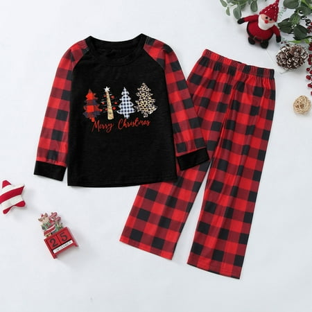 

NEGJ Parent Child Children S Clothing Parent Child Warm Christmas Suit Plaid Print Home Service Children S Suit