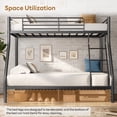thumbnail image 6 of Twin Over Full Bunk Beds for Teens, LEGAHOME Heavy-Duty Metal Bunk Bed with Under-Bed Storage, 350lbs Capacity Space-Saving Bunkbeds Frame with Full-Length Guardrail, Black, 6 of 9