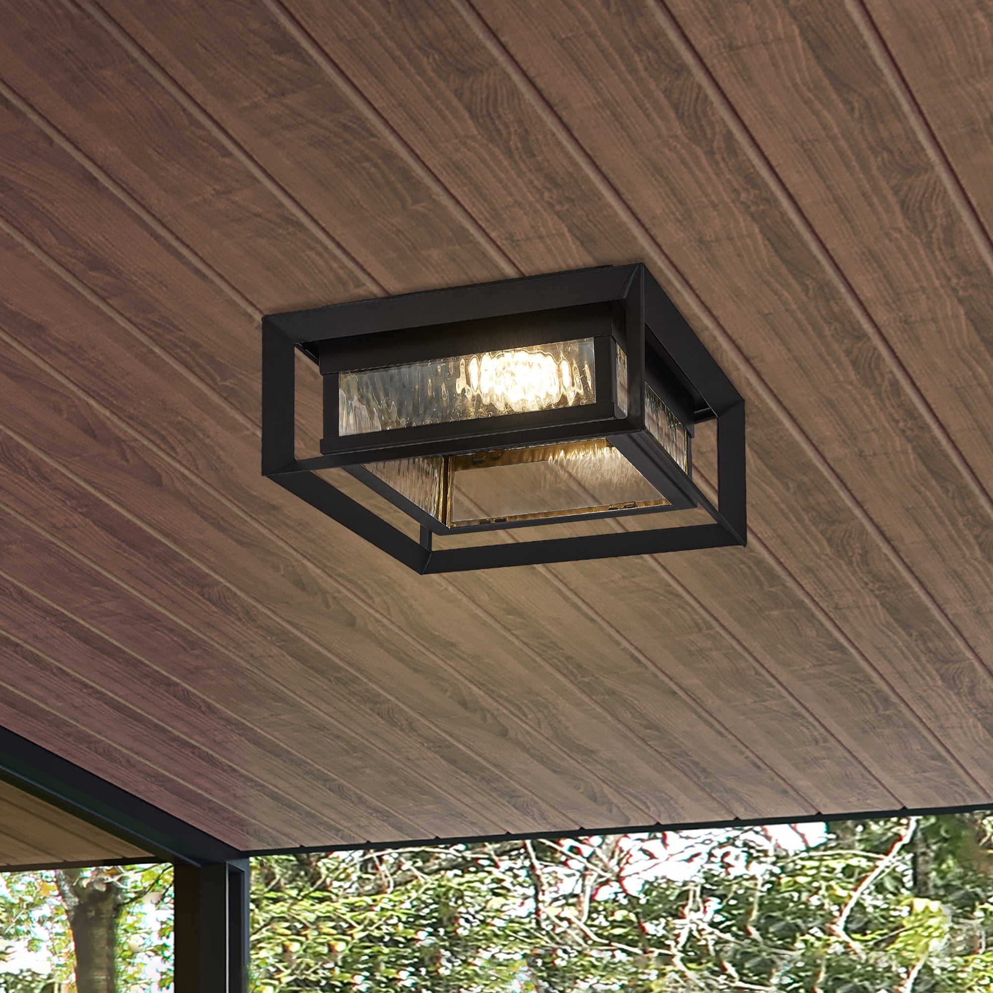 Design House Hartbrook 10" Matte Black Outdoor Integrated LED Ceiling Light with Clear Glass Shade