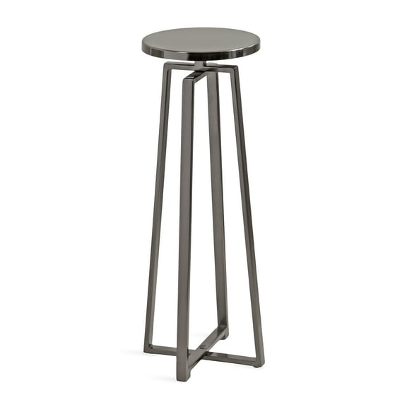 Kate and Laurel Zia Modern Metal Round Drink Table, 9 x 9 x 23, Gray Gunmetal, Contemporary Decorative Circle Pedestal Table for Living Room Display and Storage