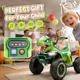 thumbnail image 7 of 24V Dinosaur Kids Ride On Car, 2 Seater Power Ride On Toy for Kids with Remote Control, Bluetooth, USB, 4-Wheel Suspension, Dinosaur Electric Toy Car for Boys and Girls Ages 3-8, 7 of 7
