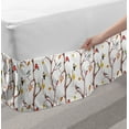 thumbnail image 2 of Autumn Bed Skirt, Watercolor Birds on a Tree with Yellow Leaves During Fall Season, Elastic Bedskirt Dust Ruffle Wrap Around for Bedding Decor, 4 Sizes, Dark Peach and Multicolor, by Ambesonne, 2 of 2