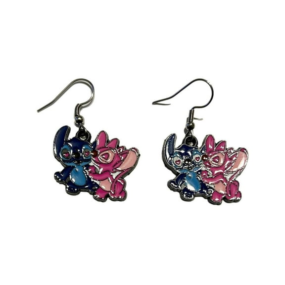 Angel Kissing Stitch Enamel Metal French Wire Earrings