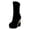 Black, variant on Womens Glitter Wedge Knee Mid Boots Platform High Heel Slip On Faux Suede Autumn Winter Boots, Brown 5.5