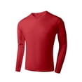 thumbnail image 4 of COSFO Athletic Men Tee Shirts Dry Fit Workout Long Sleeve Red Shirts Pullover Slim Fit Mesh Crew Neck Moisture Wicking Men's T-Shirts, 4 of 7