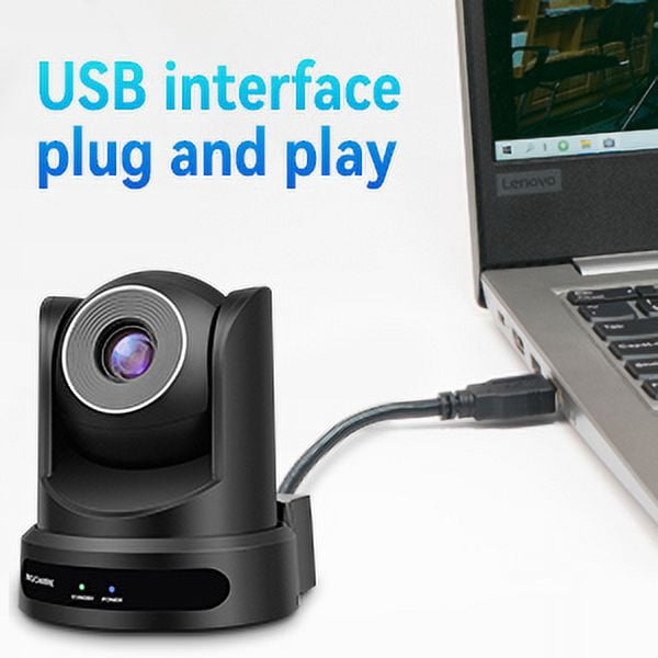 ROCWARE Conference Room Camera, RC20 PTZ Camera with Remote Control,10x Optical Zoom Webcam, 16X Digital/USB Output & AutoFocus/Low-Light & White Balance Correction for Church/Education/Broadcast