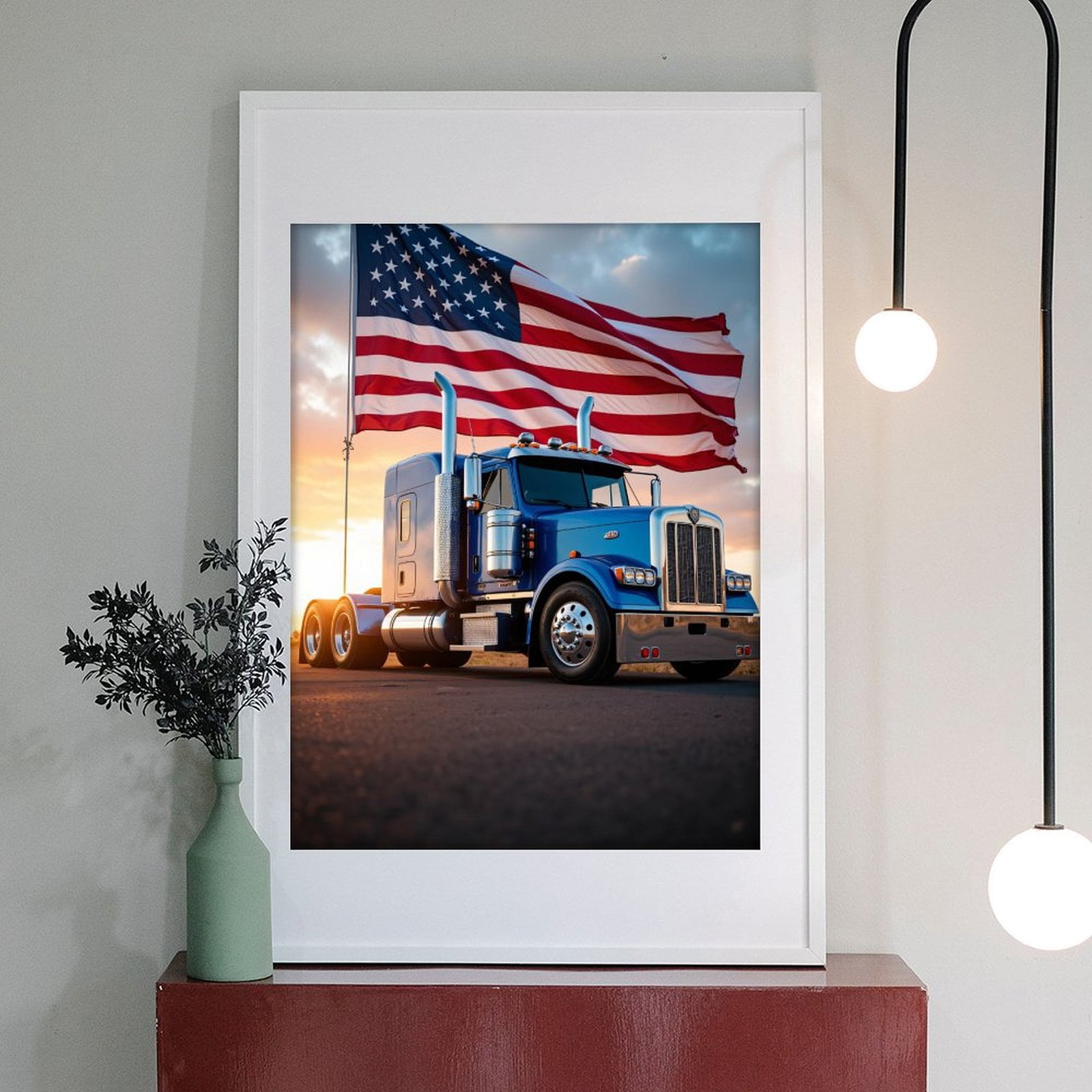 Diamond Art Kit for Adults, Blue Truck Sunset Patriotic Display Diamond Painting for Adults Beginners, DIY Diamond Art Painting Kits, 5D Diamond Painting Crafts for Home Decor 12x16 Frameless