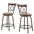 thumbnail image 2 of Weston Home Shapel Double X-Back with Brown Wood Trim Adjustable Swivel Bar Stools, Sheen Black (Set of 3), 2 of 9