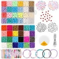 thumbnail image 2 of 5572Pcs 24 Color Glass Beads Bracelets Kit 14 Color Acrylic  Beads with Bracelet Rope  Colorful Letter Beads Heart Beads DIY Beads Bracelet Making Kit for Kids Bracelet Earrings, 2 of 10
