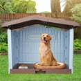 thumbnail image 4 of Pefilos 34" Dog House Indoor Outdoor Insulated Kennel Durable Plastic Doghouse for Small Dogs Weather, Water Resistant Dog Shelter with Pull-Out Base Tray, Brown, 4 of 9