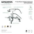 thumbnail image 6 of Kingston Brass CC653T8 Vintage 7" Adjustable Center Deck-Mount Clawfoot Tub Faucet with Hand Shower, Brushed Nickel, 6 of 7