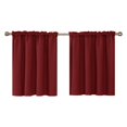 thumbnail image 1 of Cenefas Deconovo con diseño de bolsillo para barra en relieve rojo, cortinas opacas que bloquean la luz para dormitorio, 132 x 91 cm, color burdeos, 2 paneles, 1 of 8