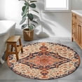 thumbnail image 4 of Boho Southwest Large Area Rugs for Bedroom Living Room, Soft Non Slip Carpet Bedside Rug, Retro Farmhouse Aztec Tribal Geometric Round Floor Cover Kitchen Accent Rug 3.3' for Dining Room/Office, 4 of 9