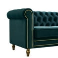 thumbnail image 7 of Modern Velvet Sofa, Button Tufted Chesterfield Sofa with Scroll Arms and Gold Metal Legs, 3-Seater Sofa Couch Upholstered Sofa for Living Room Bedroom Office Apartment, 84.65"×31.50"×30.31", Green, 7 of 7