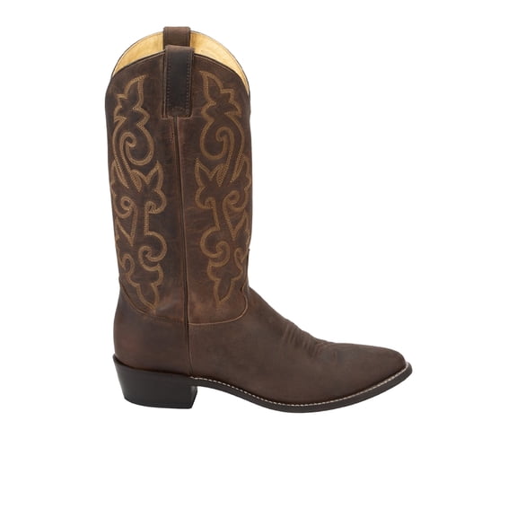 Justin Men's Leather Western Boot Round Toe Brown 12 B US