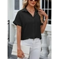 thumbnail image 6 of SHIBEVER Women Tops Loose clothes Short Sleeve Black Blouse for Women Summer Blouses Button-down Shirts for Ladies Black XL, 6 of 8