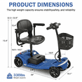 thumbnail image 5 of Yardmaster Clearance 4-Wheel Mobility Scooter, 15Miles Foldable Scooter for Seniors and Adults, 12AH Powered Mobile Wheelchair with Removable Battery, Easy Assembly, 330LBS, Blue, 5 of 11