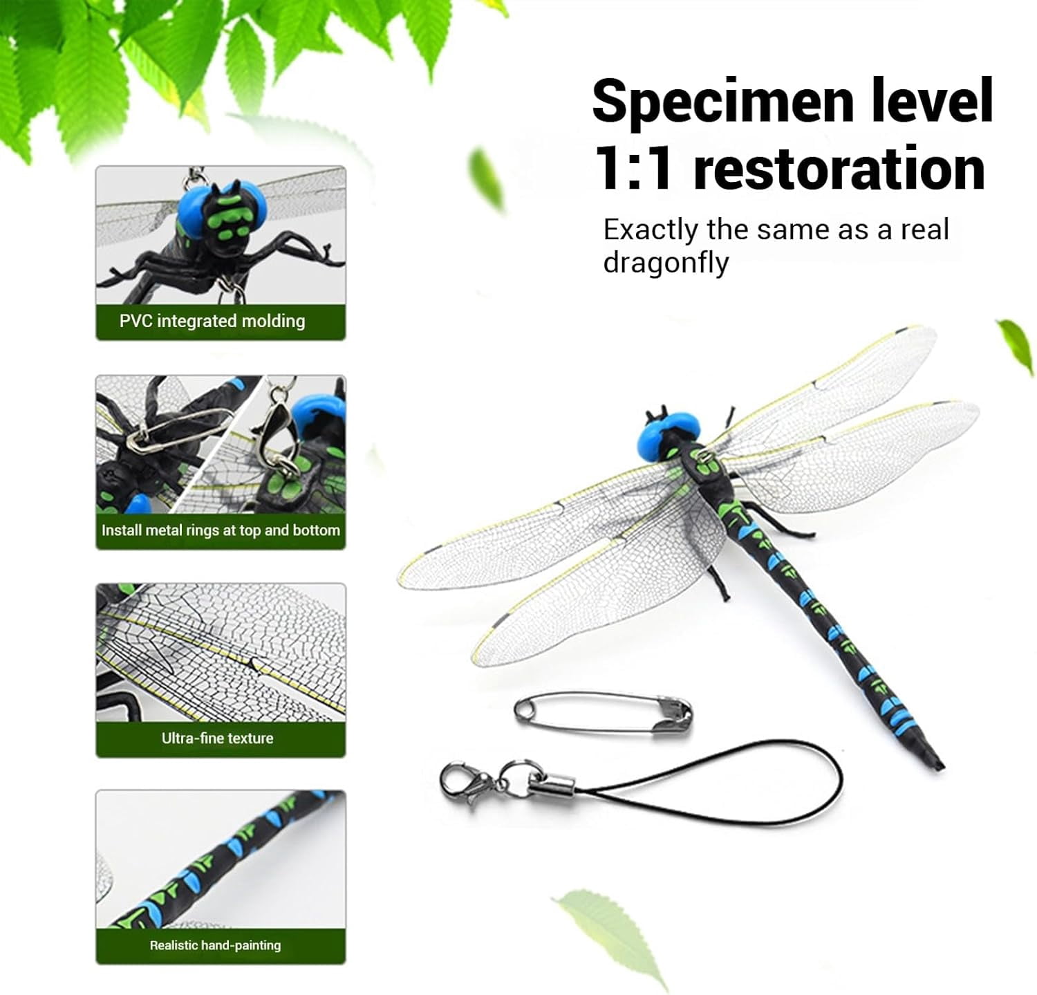 4 PCS 3D Dragonfly Clips for Bugs Repellent Outdoor, Artificial Dragonfly Hat Clips Garden Decor, Dragonfly Clips to Keep Bugs Away (Independent Dragon Fly 4 PCS)