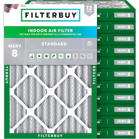 

Filterbuy 23.25x29.25x2 MERV 8 Pleated HVAC AC Furnace Air Filters (12-Pack)