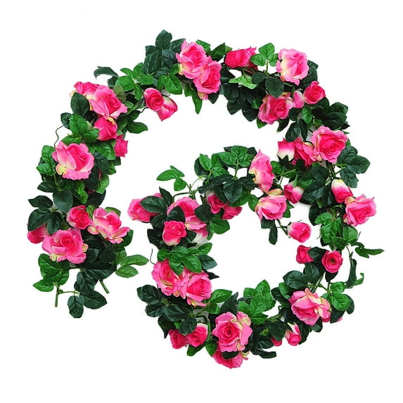24 Heads Artificial Rose Rose Vine Garland Silk Cloth Rose Wreath Wedding Party Folar Decor rose red