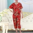 thumbnail image 1 of Qtocio Sleepwear Set for Women,Fashion Print Short Sleeve Button Crew Neck Top Pants Set, 1 of 3