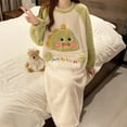thumbnail image 4 of Cartoon Cinnamoroll Women's Thickened and Fleece-Lined Mid-Length Coral Fleece Plus-Size Loungewear Pajamas for Autumn and Winter, 4 of 11