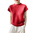 thumbnail image 5 of Women's Mock Neck Sleeveless Textured Sweater Vest Casual Cap Sleeve Knit Pullover Tank Tops, 5 of 7