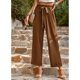 thumbnail image 2 of Pantalones anchos de pierna para mujer, informales, de cintura alta, Color sólido, rectos, sueltos, para desplazamientos de verano, 2 of 8