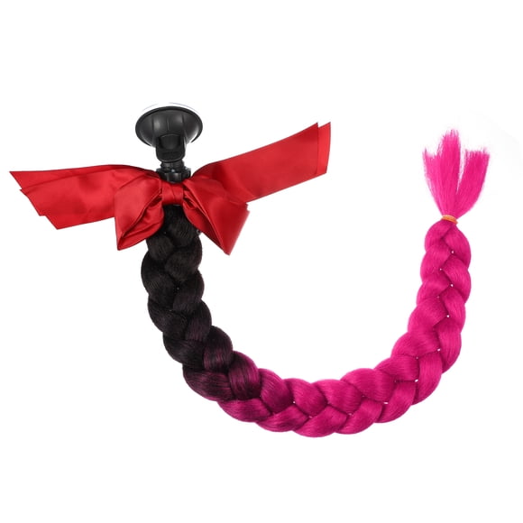 Unique Bargains 22' Ramp Helmet Pigtail Braids Hair for Bicycle Motorcycle Black Rose Red