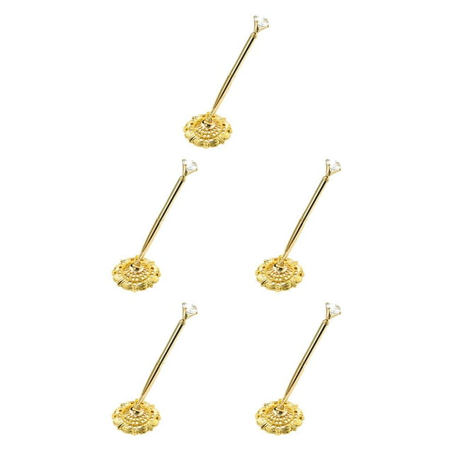 ZLight Ballpoint Pens Metal Wedding Ball Pen Guest Smooth Writing Tool Bank Counter Business Office Accessory Big Jewel/Gold 5Set