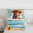 thumbnail image 6 of jejeloiu Highland Cow Sunflower Bow Queen Comforter Set Kids,Floral Farm Print Bedding Comforter Set,Reversible,3-Piece, 6 of 8