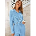 thumbnail image 5 of PRETTYGARDEN Women's 2 Piece Textured Sets Casual Button Down Shirt Wide Leg Pants Outfit Loungewear Tracksuit, 5 of 7