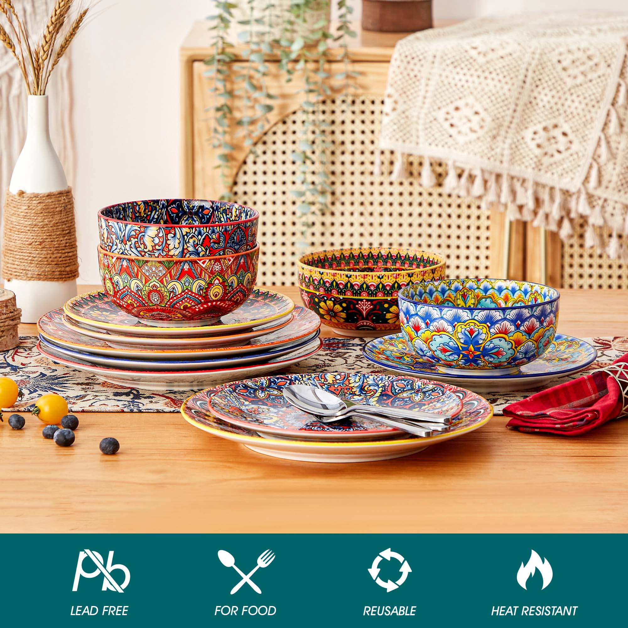 Vancasso LUMI 12-Piece Bohemian Dinnerware Set photo 3