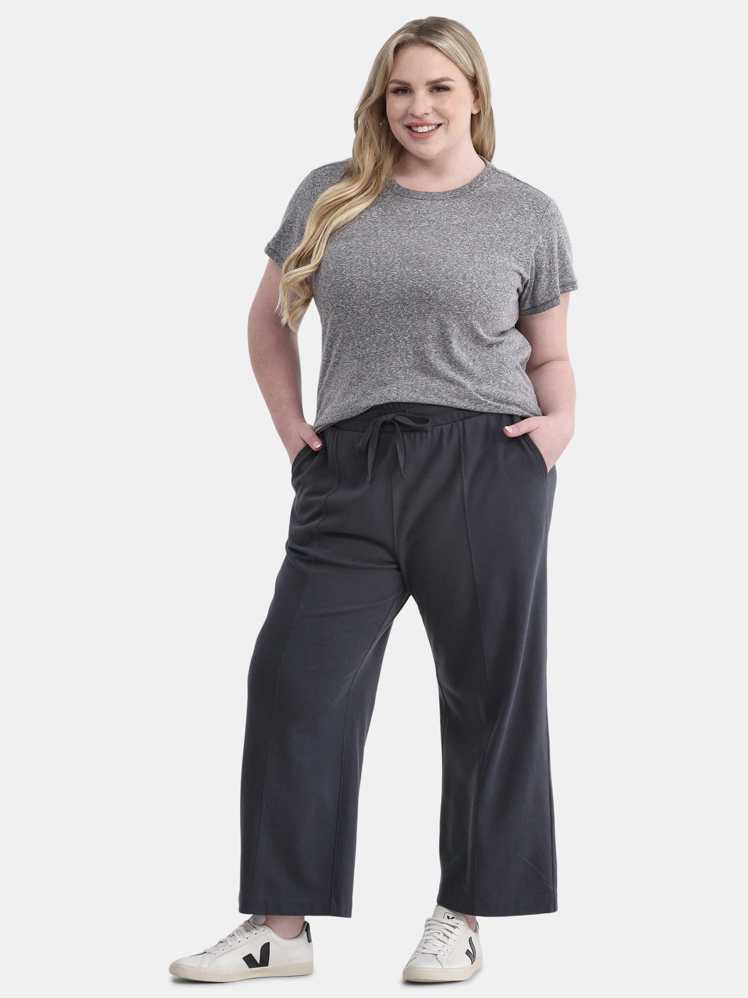 Terra & Sky Women’s Plus Size Cropped Knit Pant