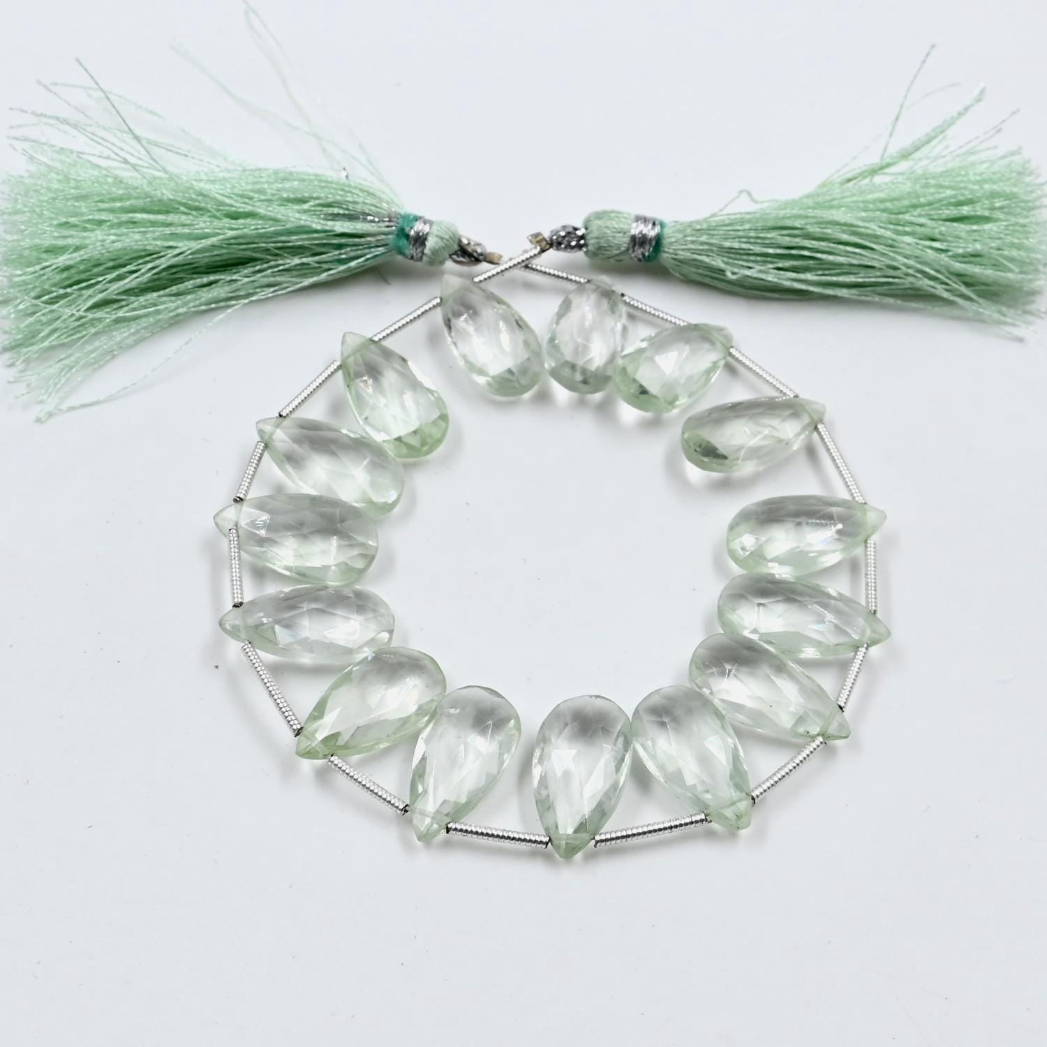 A.B. Gems Green Amethyst Faceted Pear Beads, Green Amethyst Gemstone Beads, DIY Jewelry Making Beads Healing Crystal Beads for Jewelry, Amethyst Beads