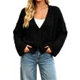 thumbnail image 4 of Lixiuxyad ‌Women's Oversized Cable Knit Cardigan Sweater V-Neck Button-Up‌ Sweater with Pockets,Black, 4 of 6