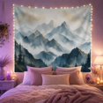 thumbnail image 2 of Misty Peaks with Evergreen Trees in a Tranquil Landscape, Dreamy Watercolor for Nature Lovers, Atmospheric Mountain Decor, Housewarming Gift, Tapestry Wall Hanging for Bedroom and Living Room, 2 of 7