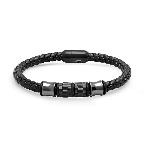 Black Ox Leather Woven Bracelet