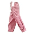 thumbnail image 3 of Women's Pants Fashion Casual Pants For Women Cotton And Linen Spring Pants Solid Color Casual Daily Side Pocket Elastic Waist Pants, 3 of 4