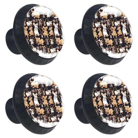 4 Pcs Cartoon Mice Rats Knobs for Kitchen Cabinet Cupboard Dresser Bookcase Drawer Pulls Handles Round Home Decor