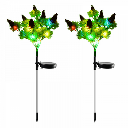 

JUSTUP Outdoor Solar Lights 2 Pack Solar Garden Lights Waterproof Changing Outdoor Lights - Bigger Solar Panel for Garden Patio Yard Pathway Decoration