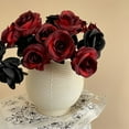thumbnail image 4 of PEIXUN Fleurs Artificielles Gothiques Sombres Rouges Décoration d'Halloween Bouquet de Mariage Noir et Blanc, 4 of 4