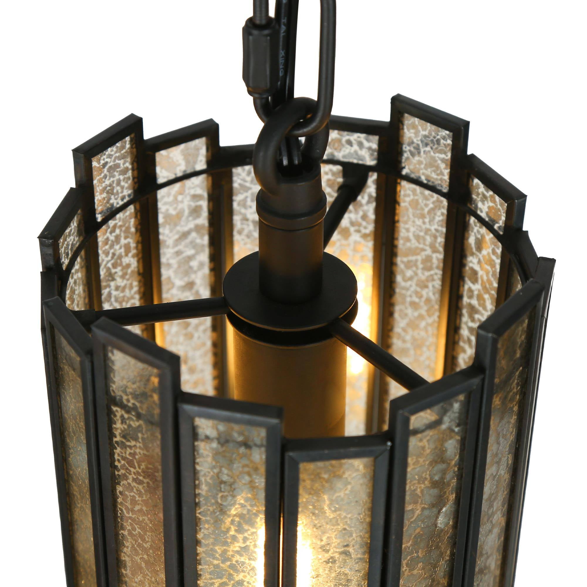 LNC 1-Light Black Pendant Light, Colored Glass-Cylinder