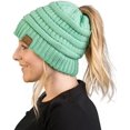 thumbnail image 1 of HSHDLDF Ponytail Messy Bun BeanieTail Women's Beanie Solid Ribbed Hat Cap, 1 of 6