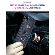 ULAK iPhone XR Case with Ring Holder, Heavy Duty Shockproof Kickstand Phone Case for Apple iPhone Xr for Men Boys Kids, Blue